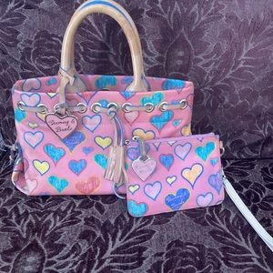 Dooney and Bourke Hearts Handbag and matching card purse